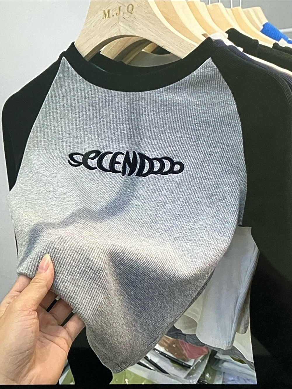 Secrets of Charm Black & Gray Raglan Long Sleeve Tee